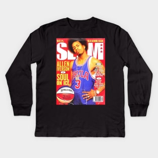 Allen Iverson - Distressed Slam Cover Kids Long Sleeve T-Shirt